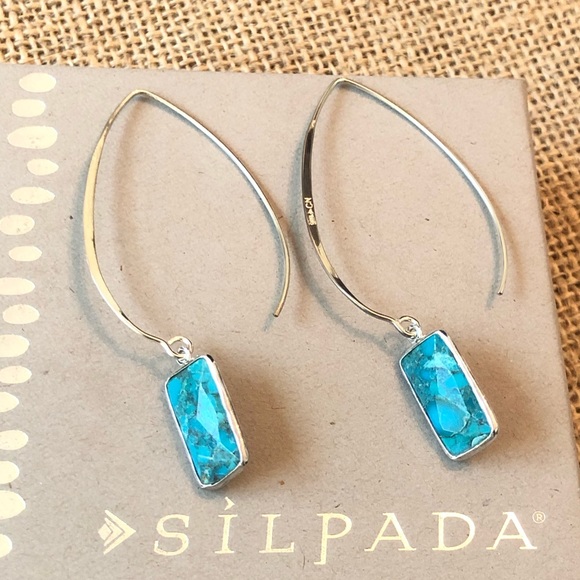 Silpada Turquoise Drop Sterling Threader Earrings - Picture 3 of 6